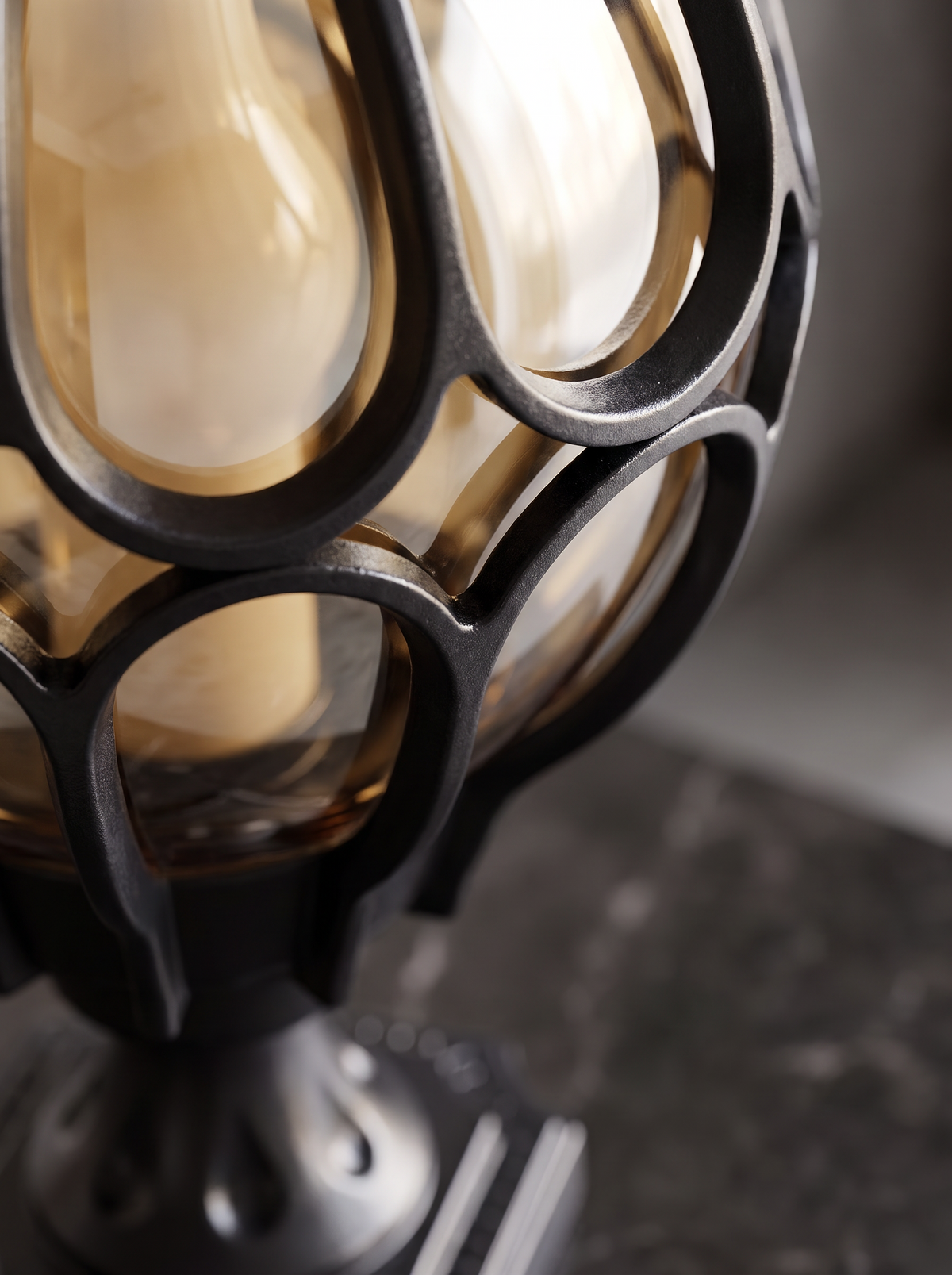 Harrow Globe Pillar Light for Garden Walls with Retro Charm material close up detail