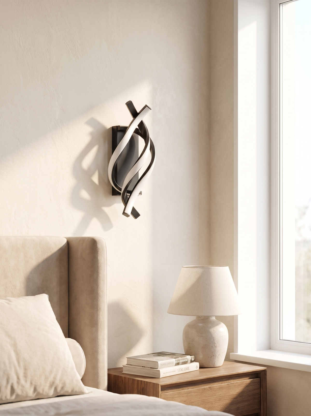 Spira Spiral Wall Sconce for Bedsides with Sculptural Twist daylight scale