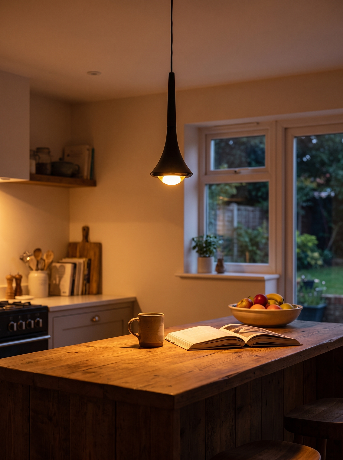 Liora Teardrop Mini Pendant for Kitchen Bars with Soft Glow warm evening lifestyle