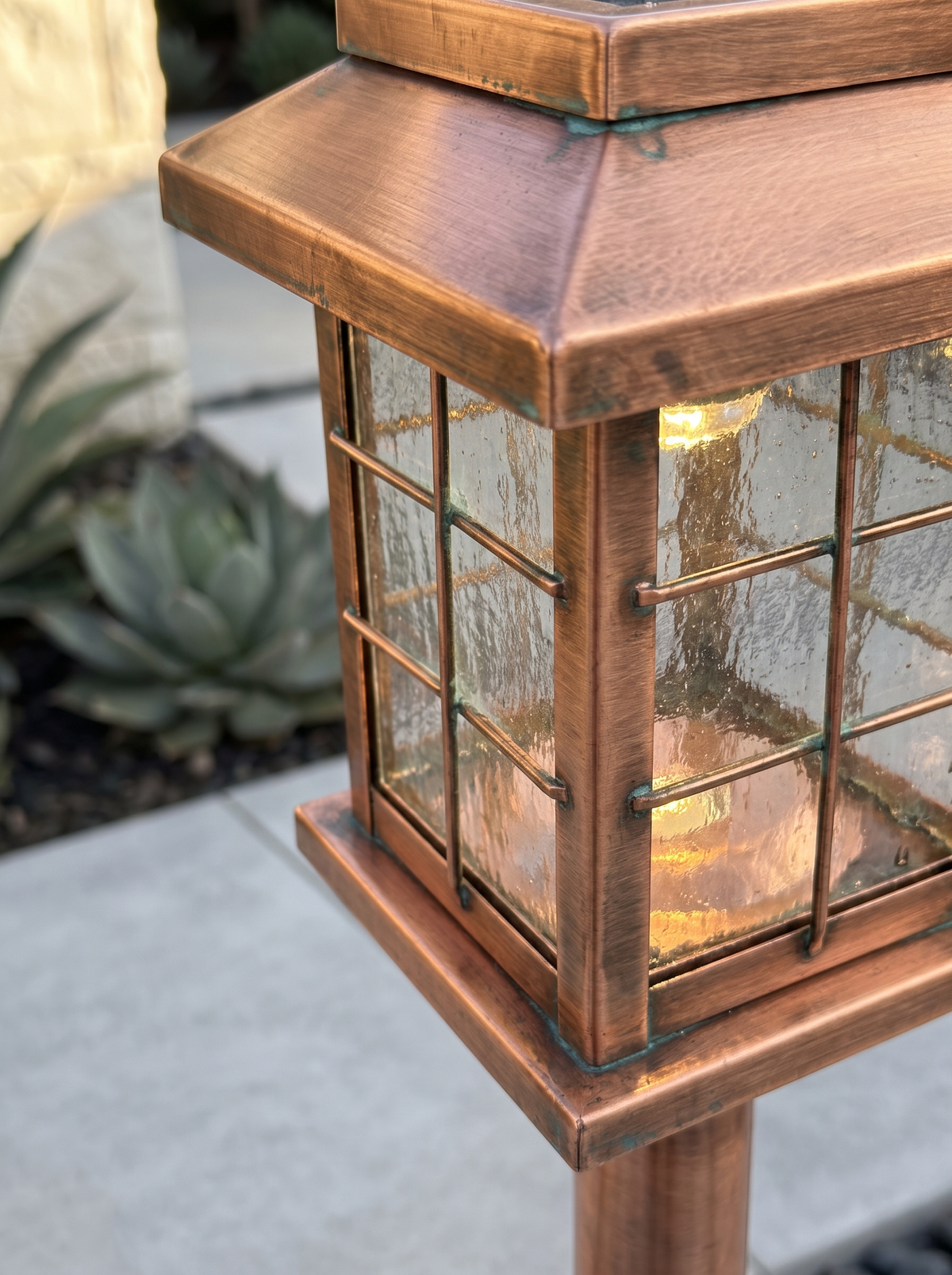 Ambra Solar Path Light for Borders with Copper Warmth material close up detail