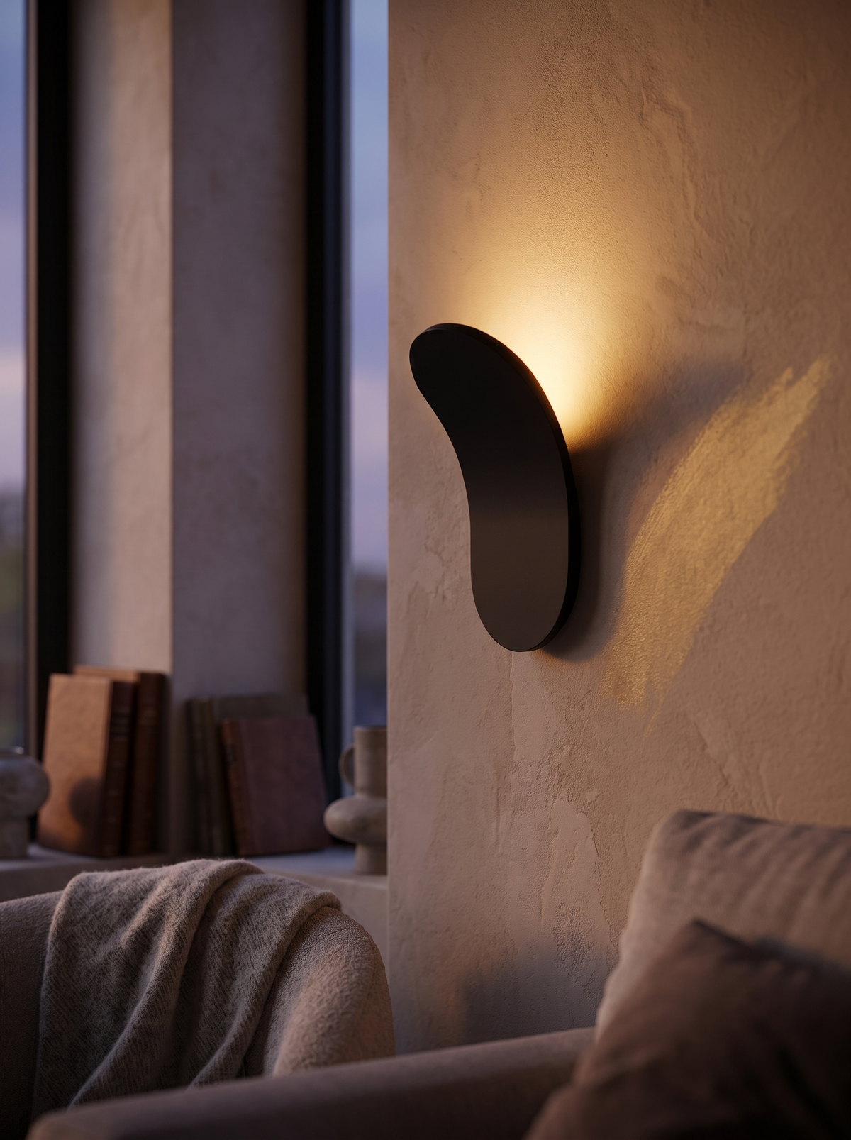 Kaia Curved Nordic Wall Lamp for Bedrooms, Soft LED Sweep warm evening lifestyle