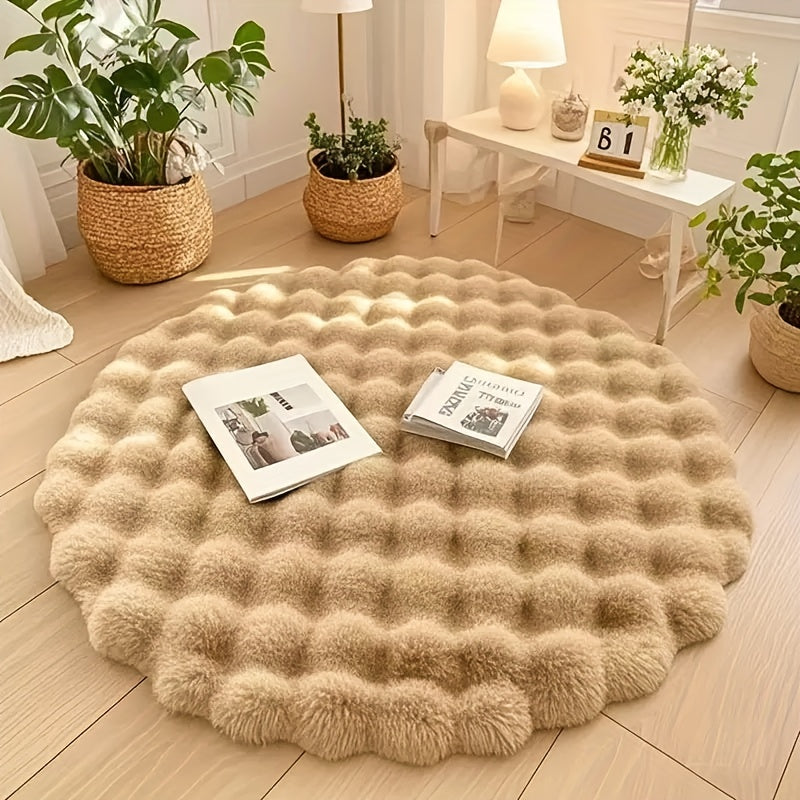 Cloud Comfort Round Bubble Rug in Soft Fleece