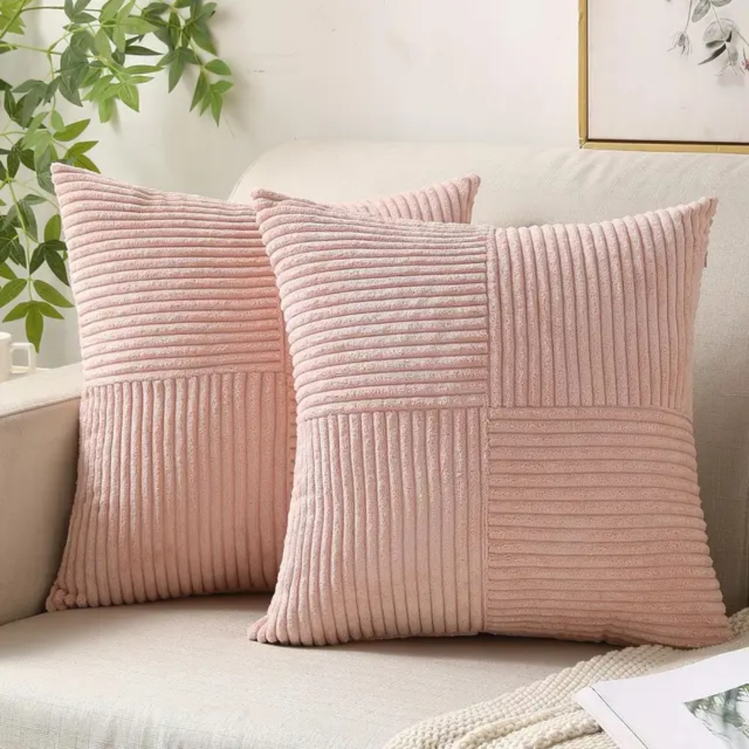 Corduroy Cushion Cover with Striped Texture