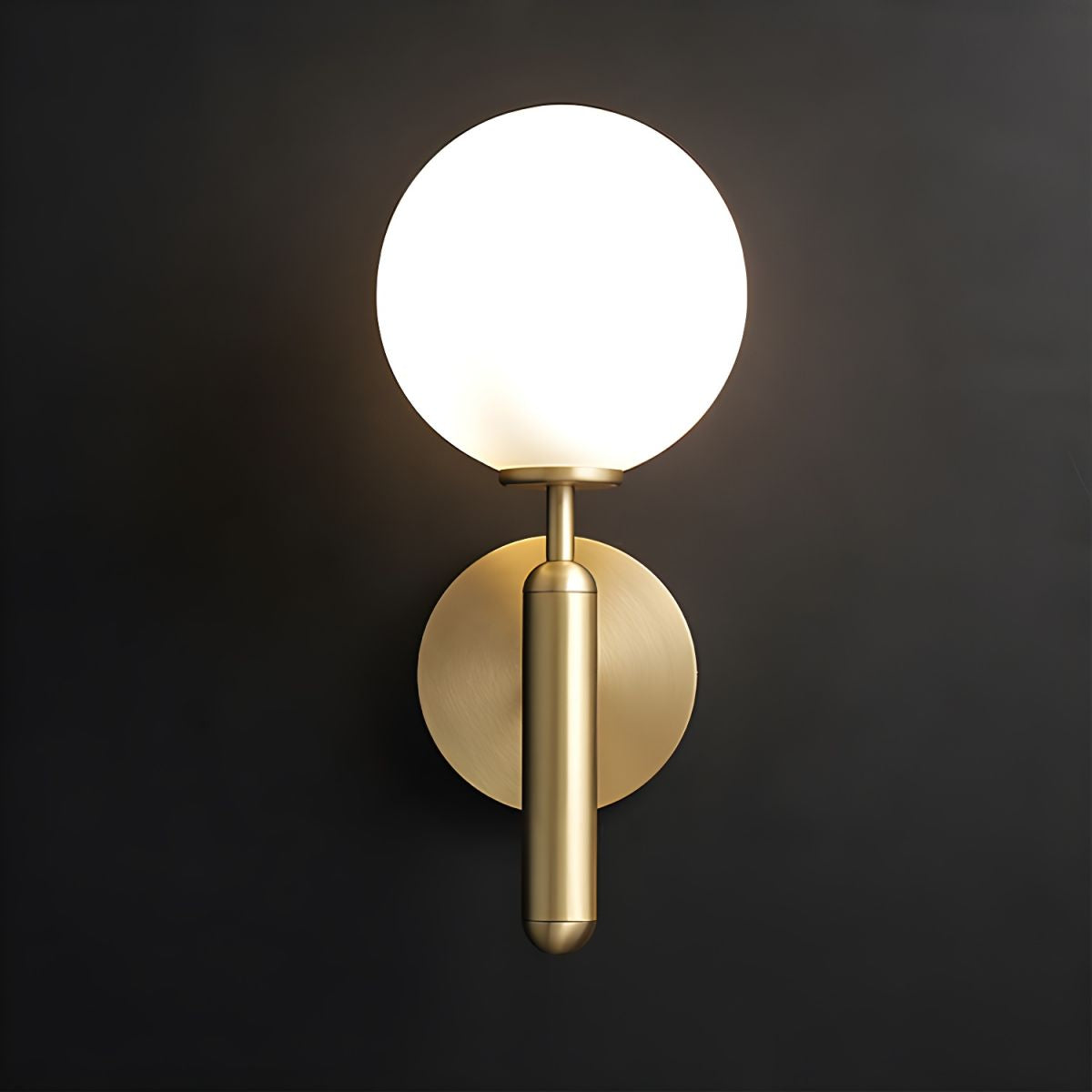 Arden Brass Globe Wall Sconce for Bedsides with Pencil Arm