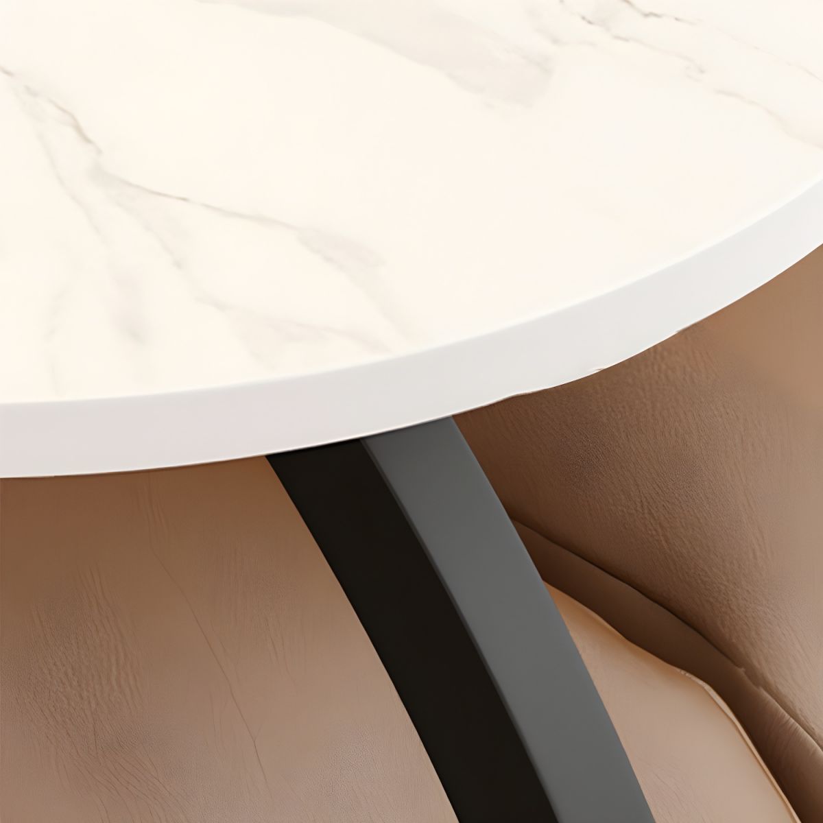 Quinn Sculpted Stone Side Table for Sofas with C-Shape Base