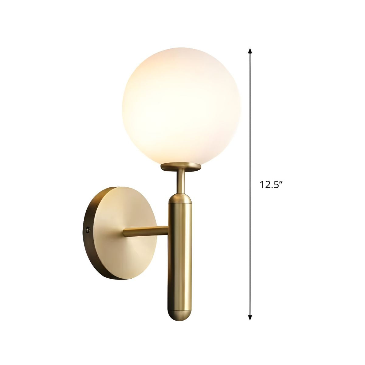 Arden Brass Globe Wall Sconce for Bedsides with Pencil Arm