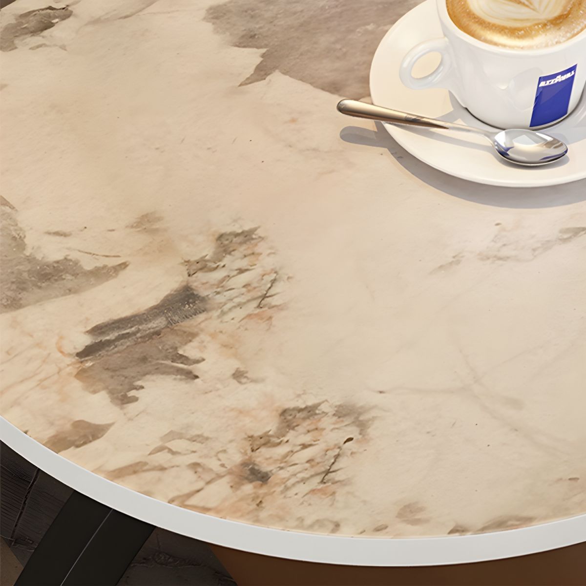 Quinn Sculpted Stone Side Table for Sofas with C-Shape Base
