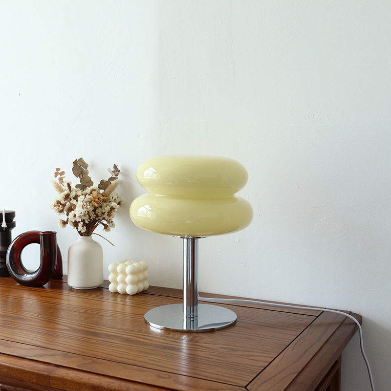 Italian Designer Glass Table Lamp with Chrome Base
