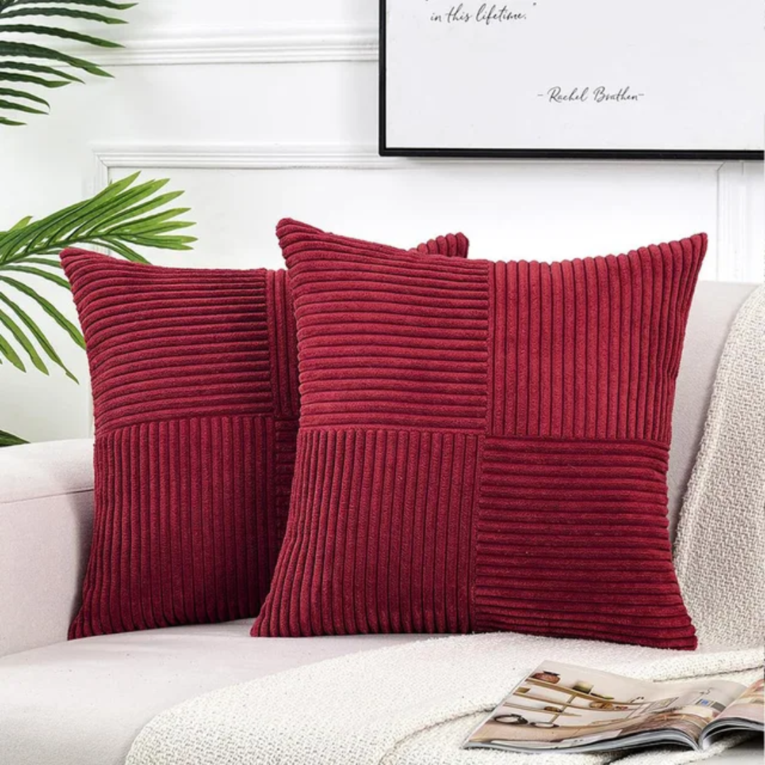 Corduroy Cushion Cover with Striped Texture