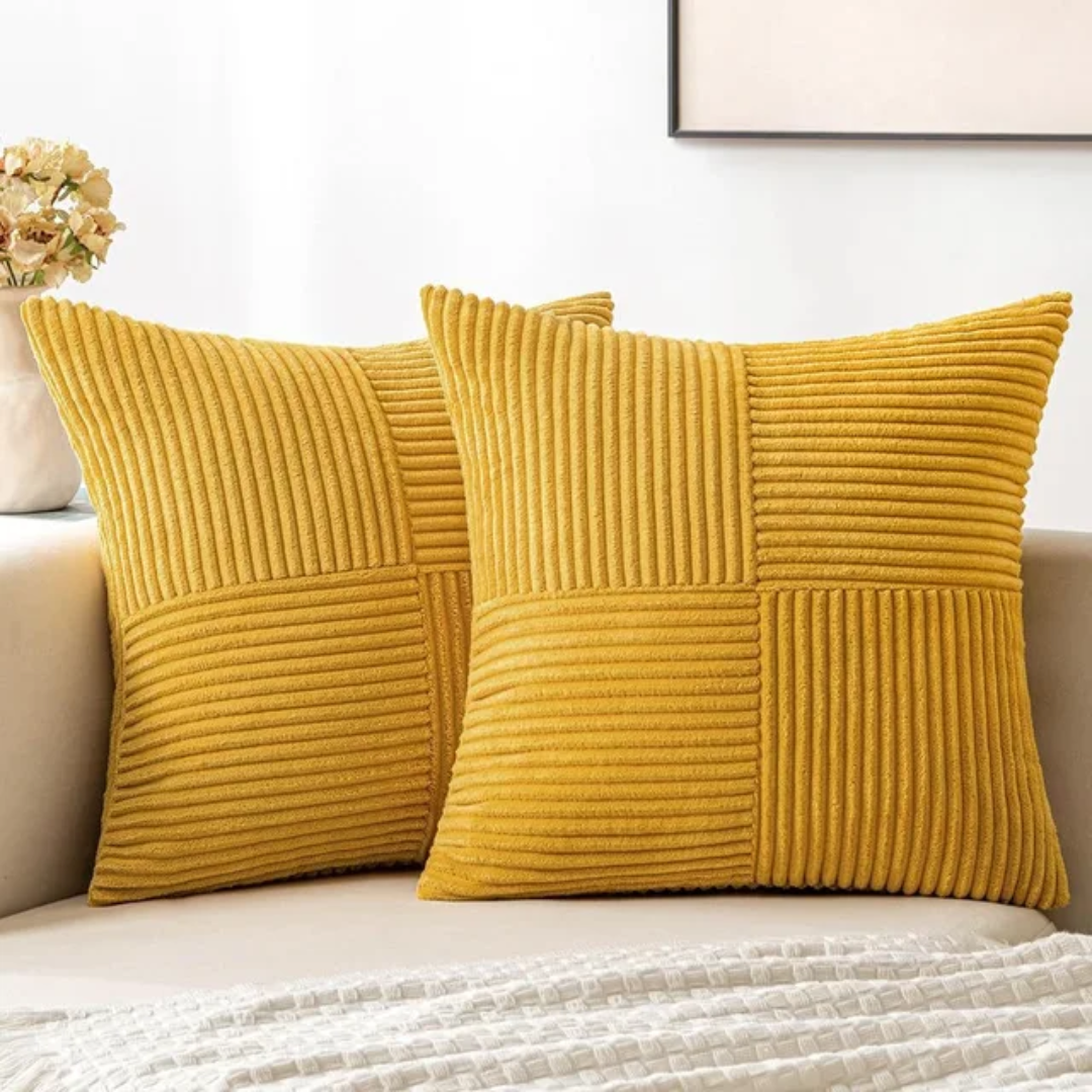 Corduroy Cushion Cover with Striped Texture