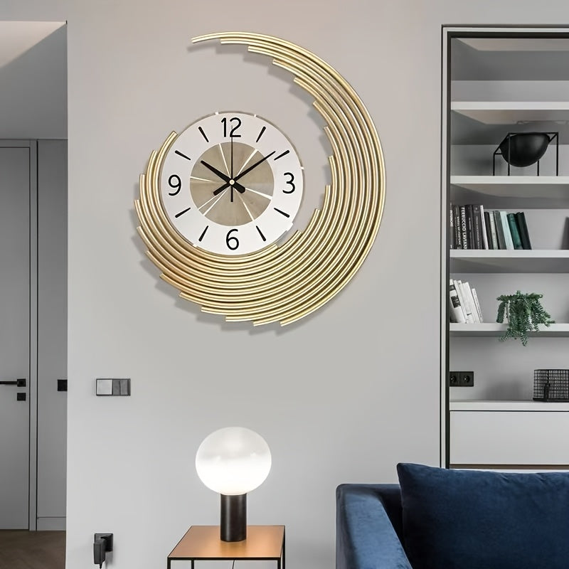 Modern 3D Metal Crescent Wall Clock