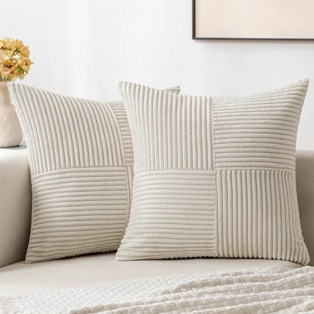 Corduroy Cushion Cover with Striped Texture