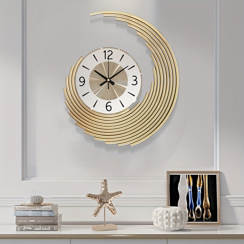 Modern 3D Metal Crescent Wall Clock