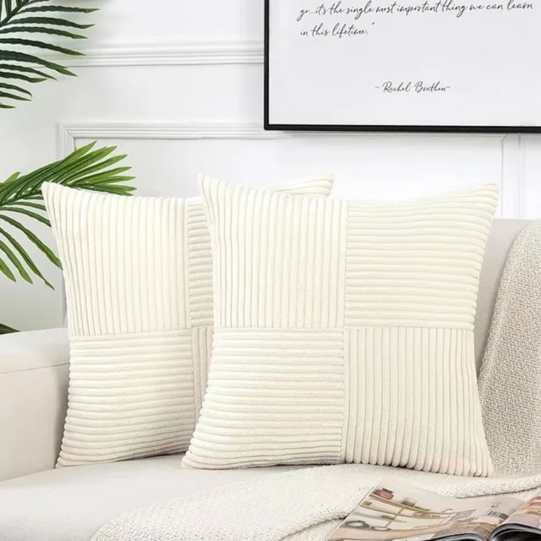 Corduroy Cushion Cover with Striped Texture