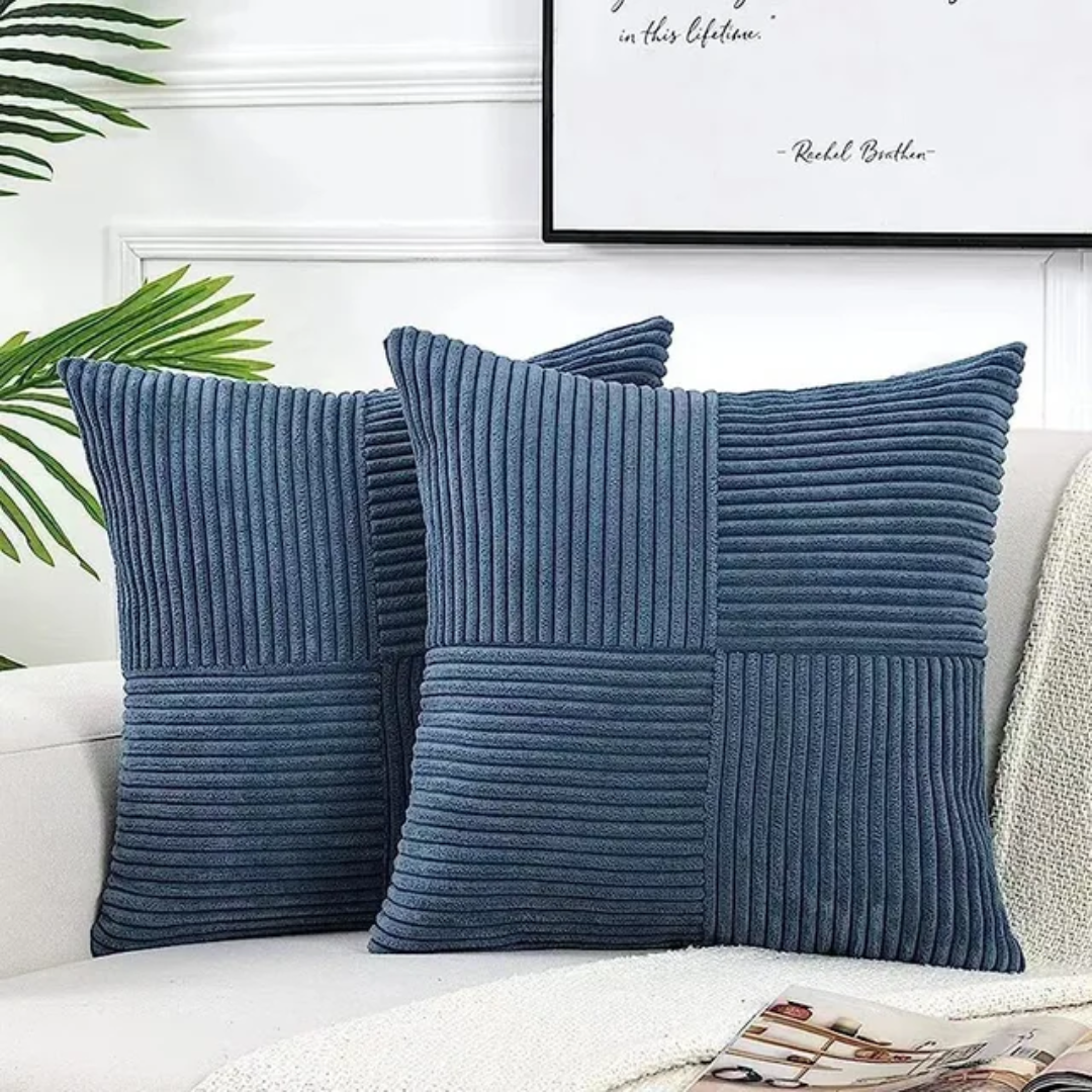 Corduroy Cushion Cover with Striped Texture