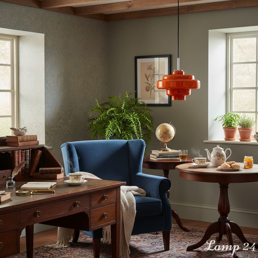 Sutton Retro Glass Pendant for Dining with Layered Shade