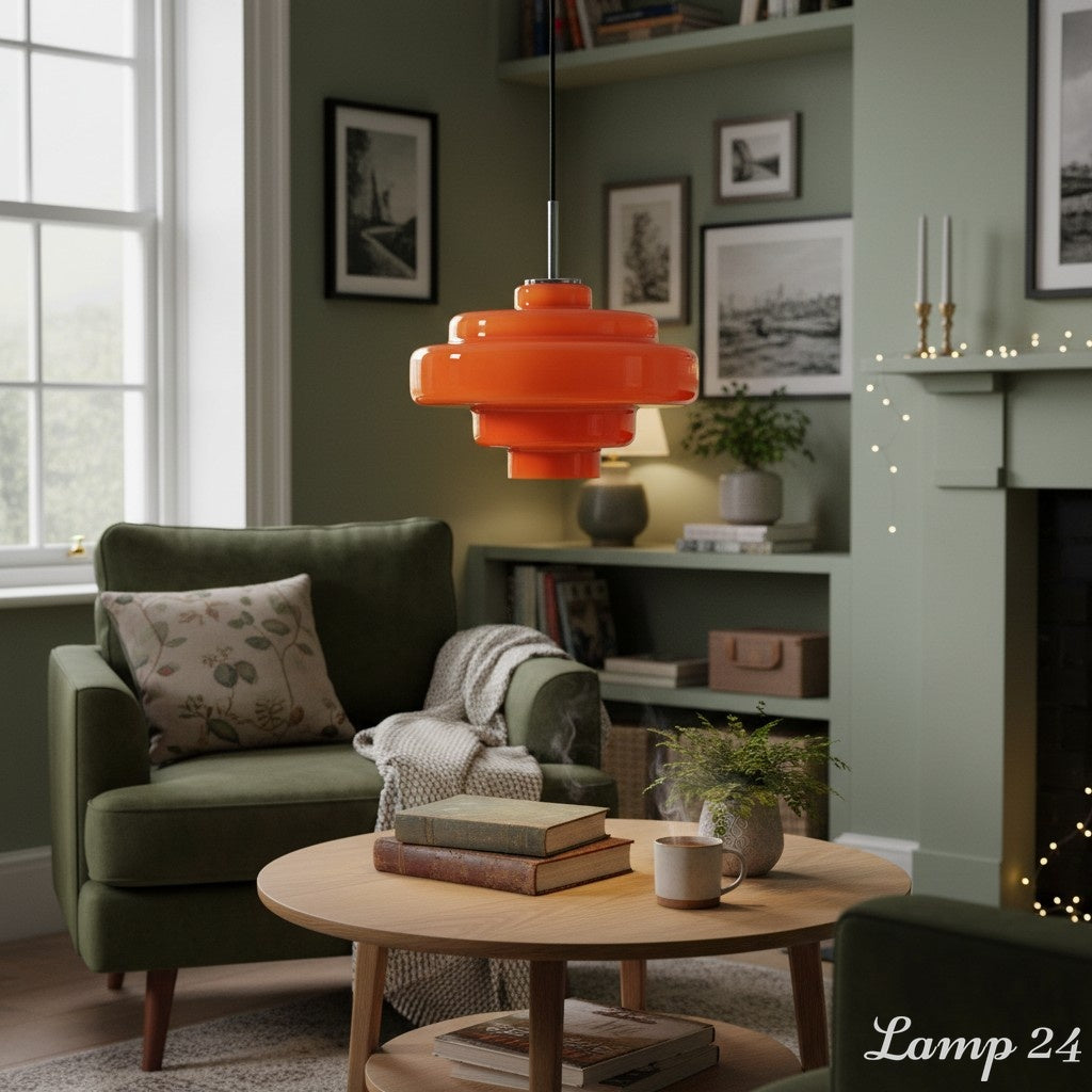 Sutton Retro Glass Pendant for Dining with Layered Shade