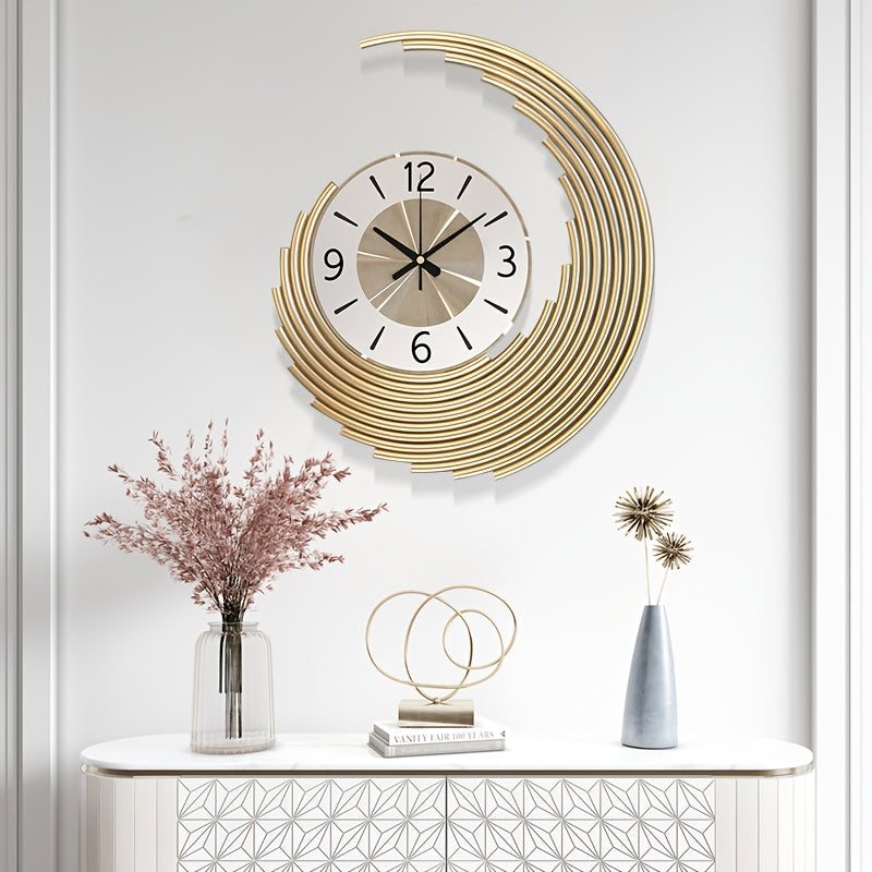 Modern 3D Metal Crescent Wall Clock