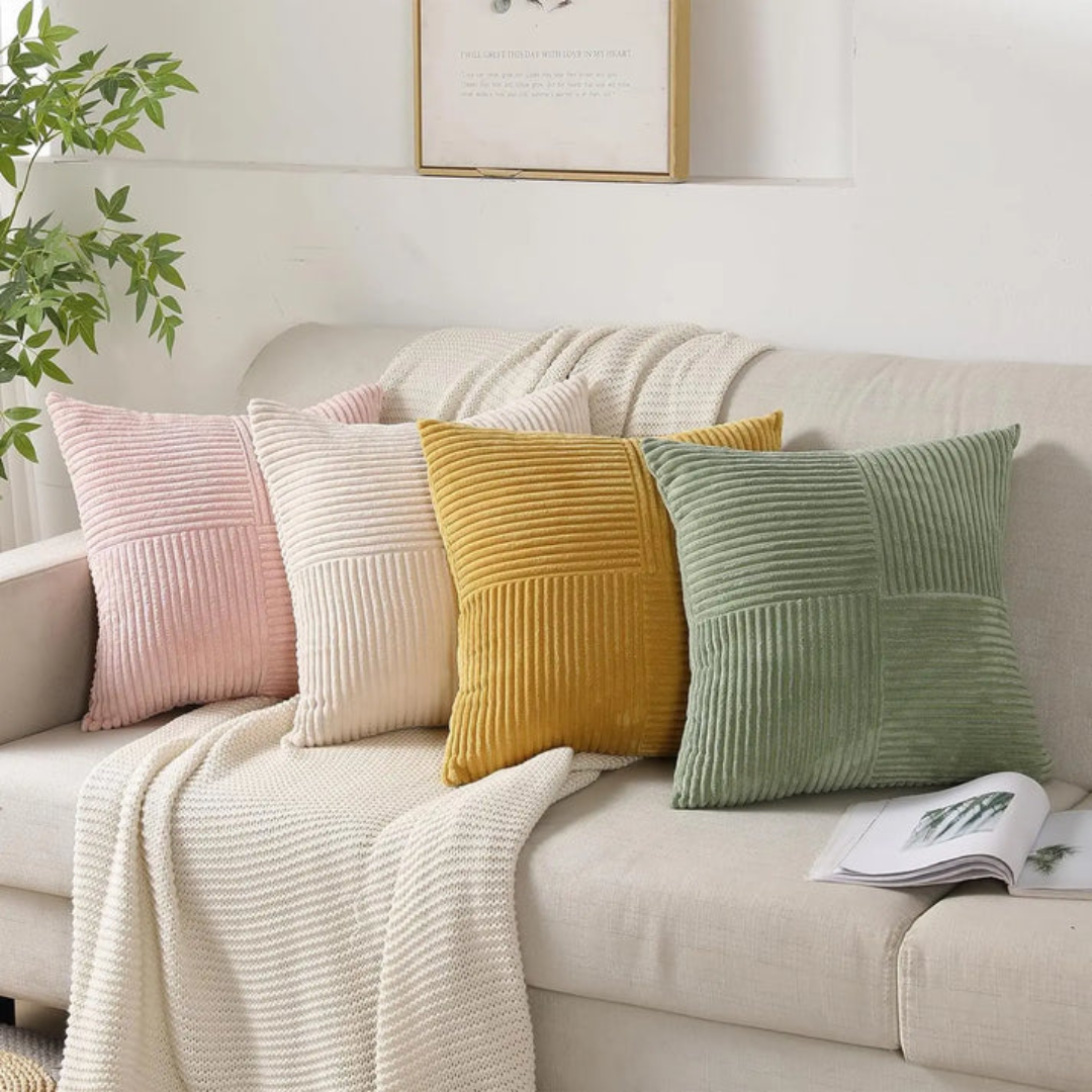 Corduroy Cushion Cover with Striped Texture
