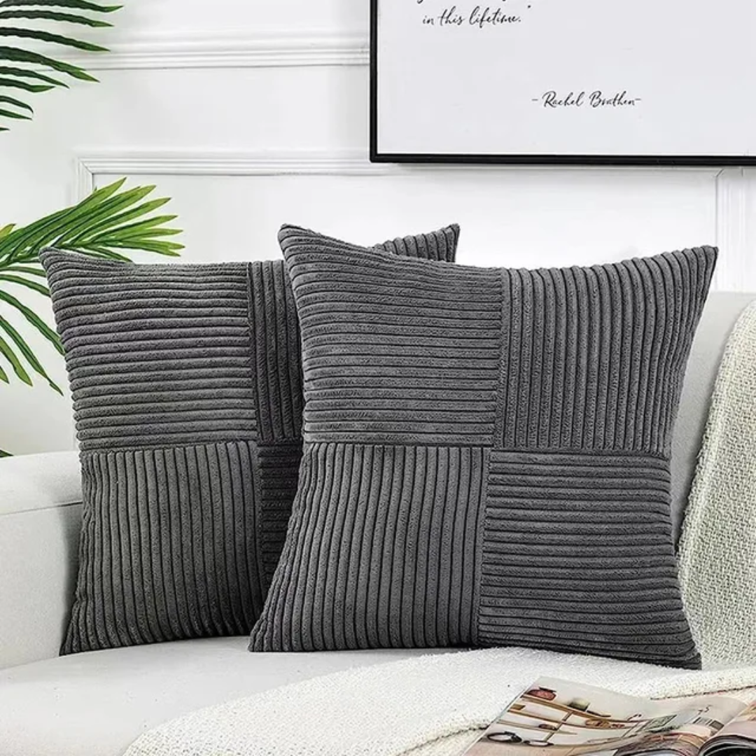 Corduroy Cushion Cover with Striped Texture