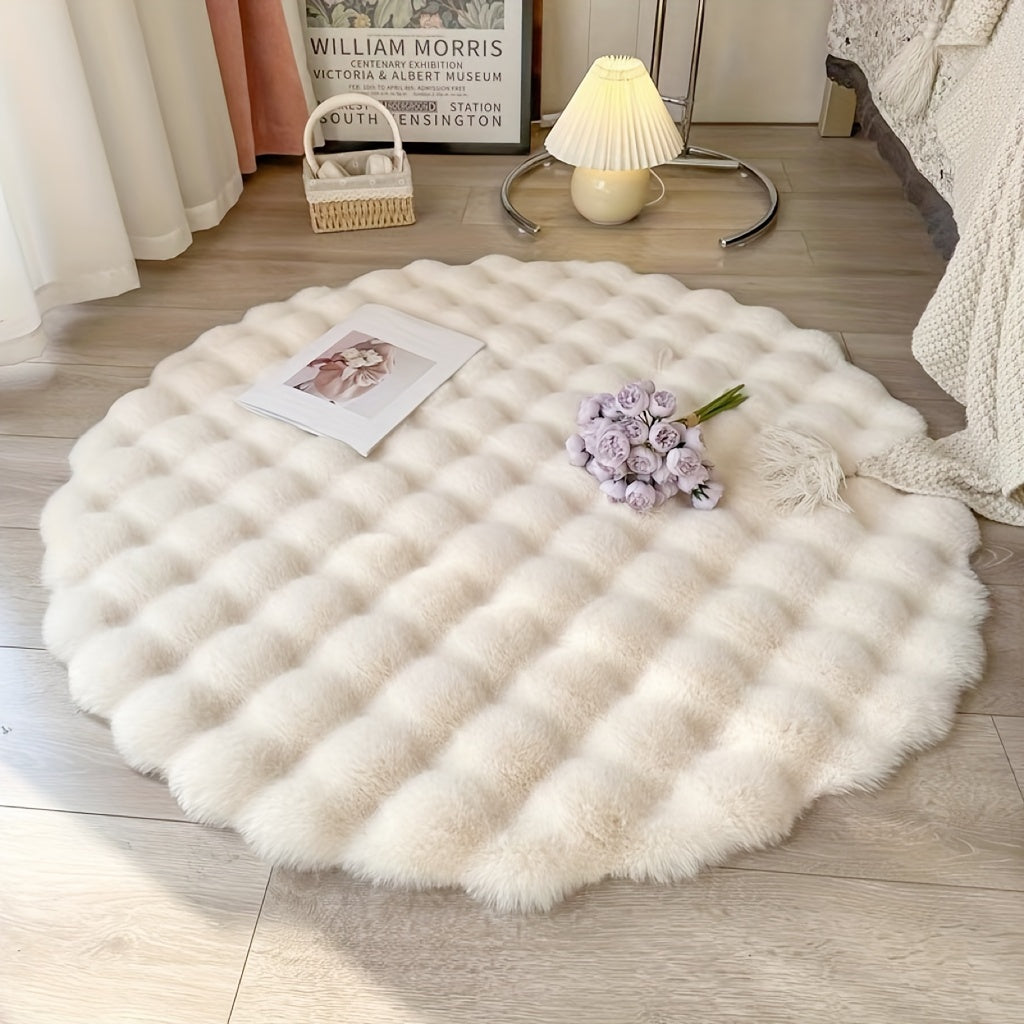 Cloud Comfort Round Bubble Rug in Soft Fleece