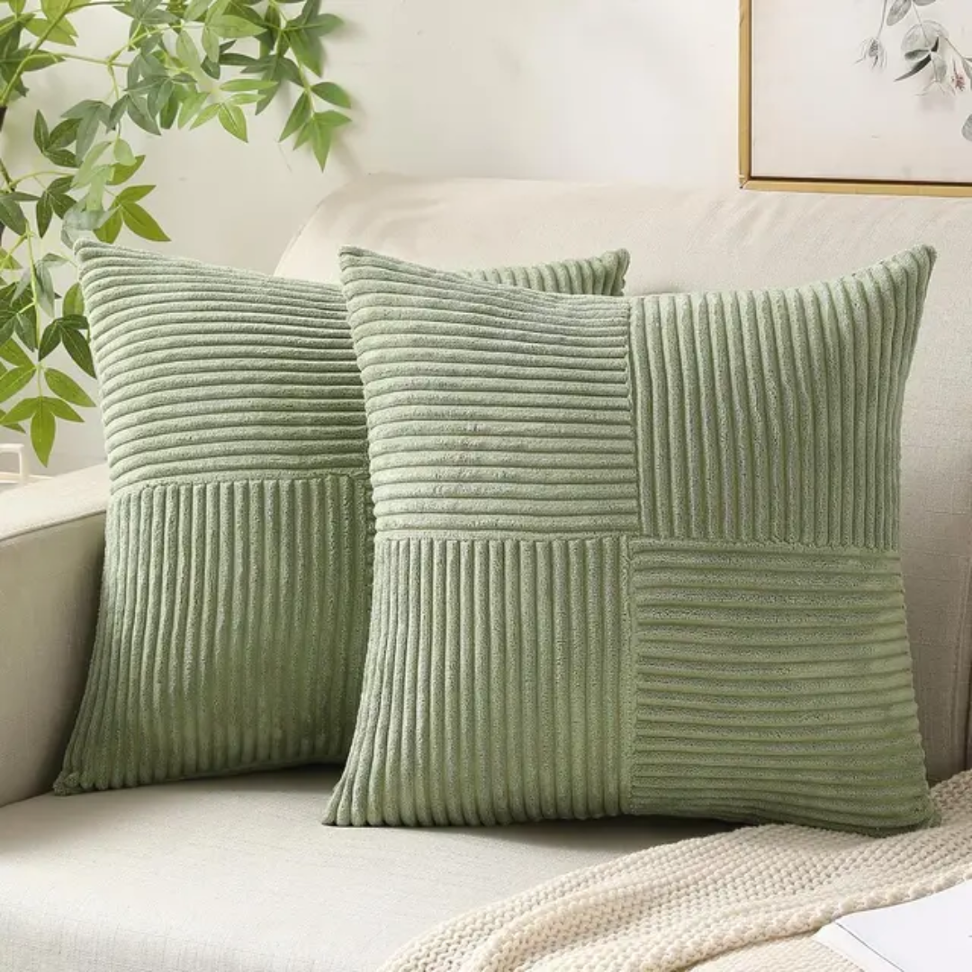 Corduroy Cushion Cover with Striped Texture