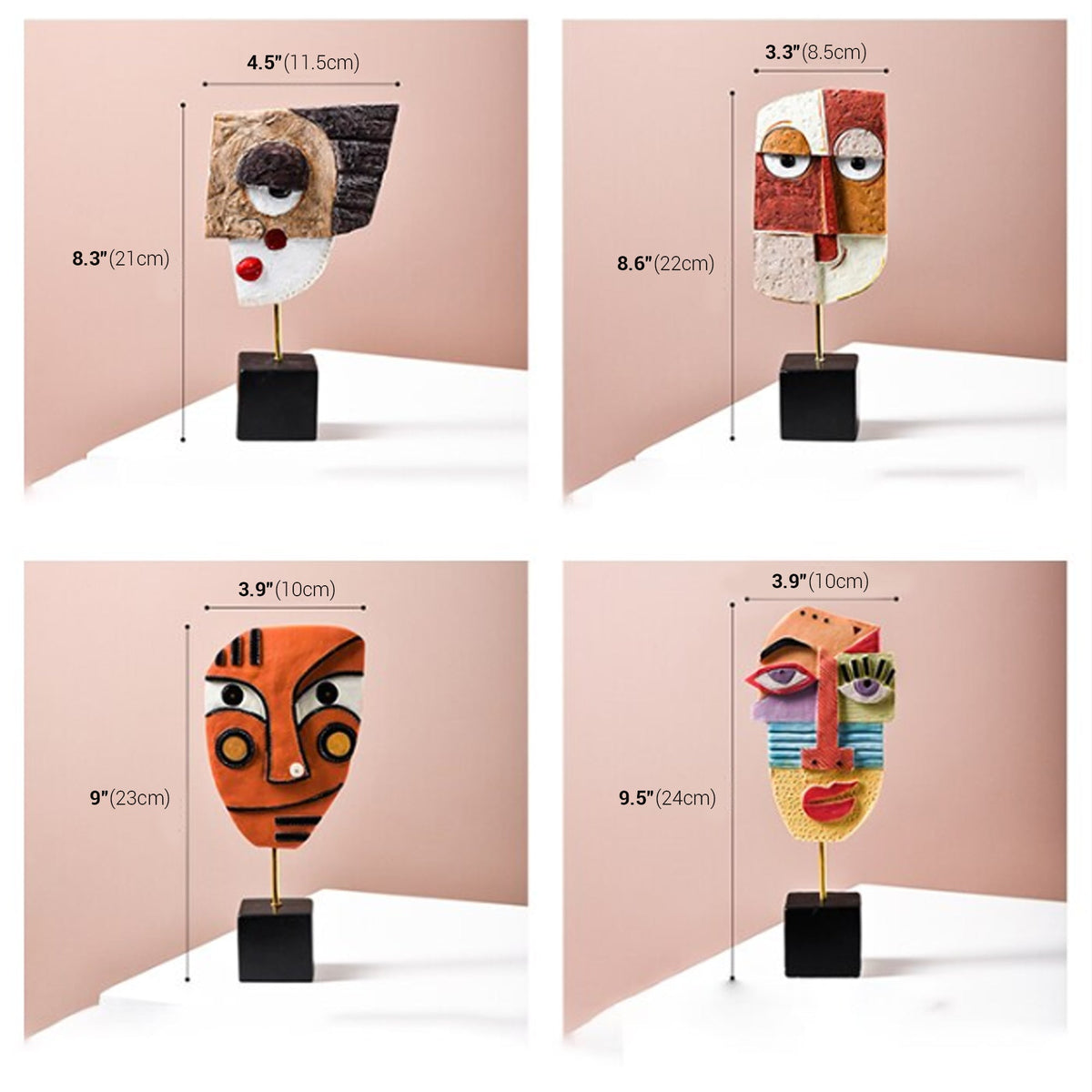 Face Mask Hand Crafted Resin Art Sculpture
