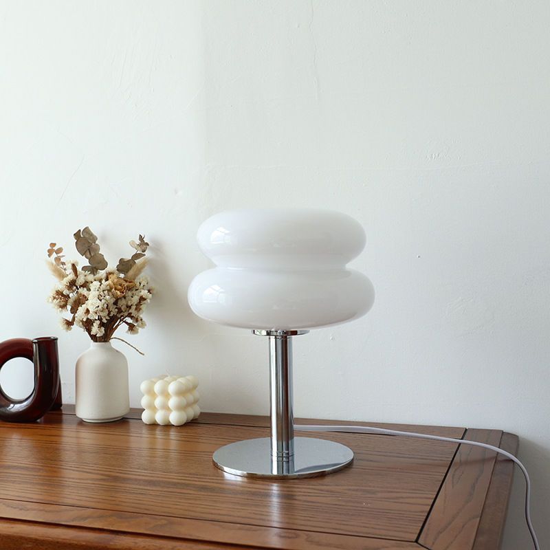 Italian Designer Glass Table Lamp with Chrome Base
