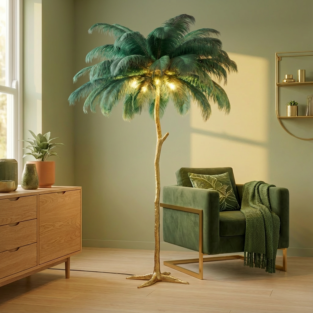 Plume Ostrich Feather Floor Lamp