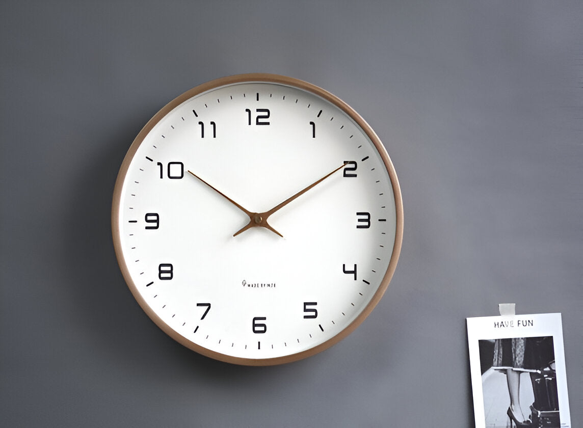 Nordic Wall Clock with Wood Frame and Silent Movement