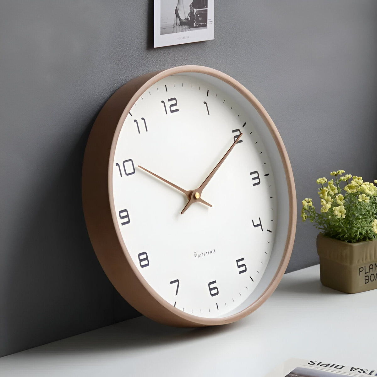 Nordic Wall Clock with Wood Frame and Silent Movement