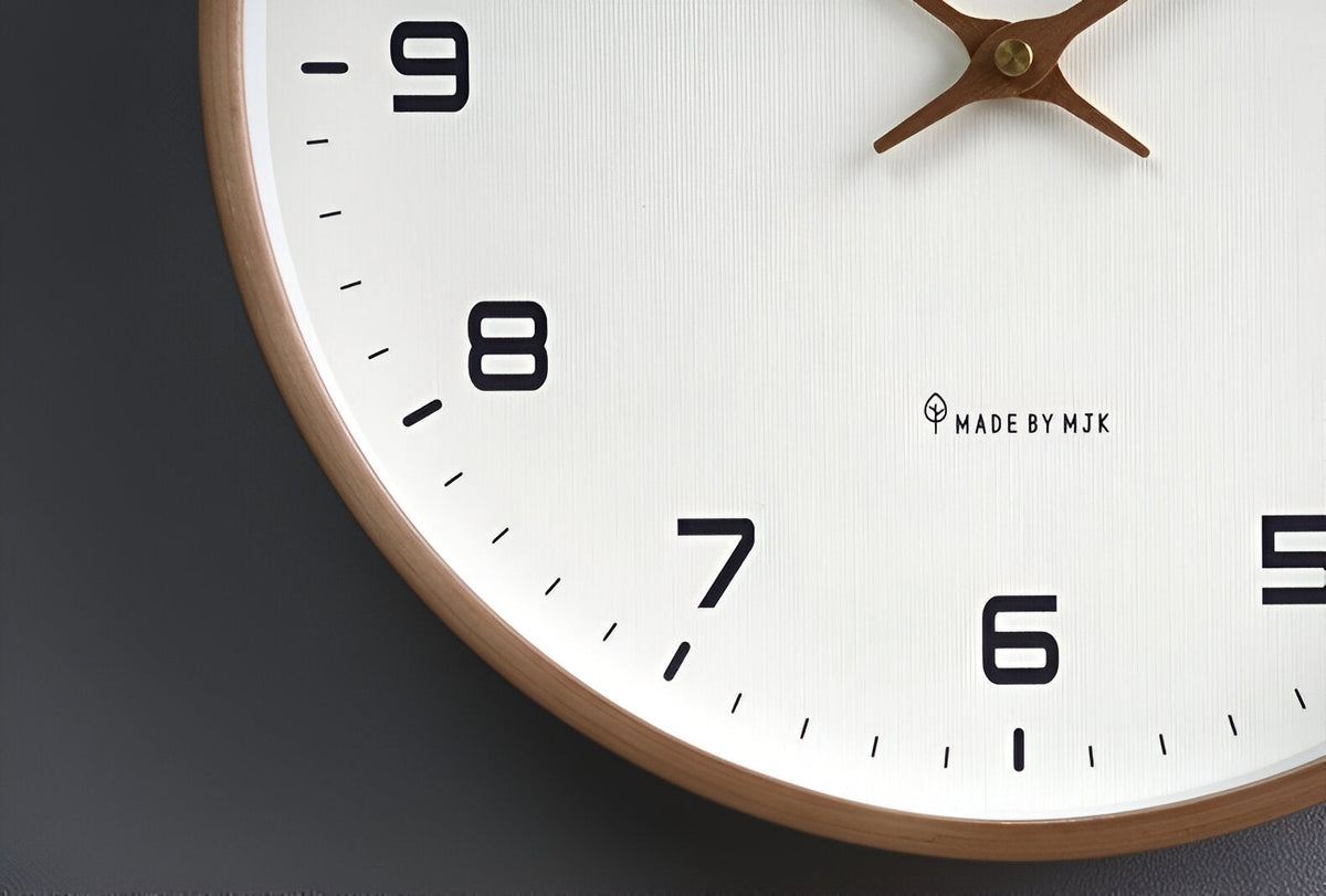 Nordic Wall Clock with Wood Frame and Silent Movement