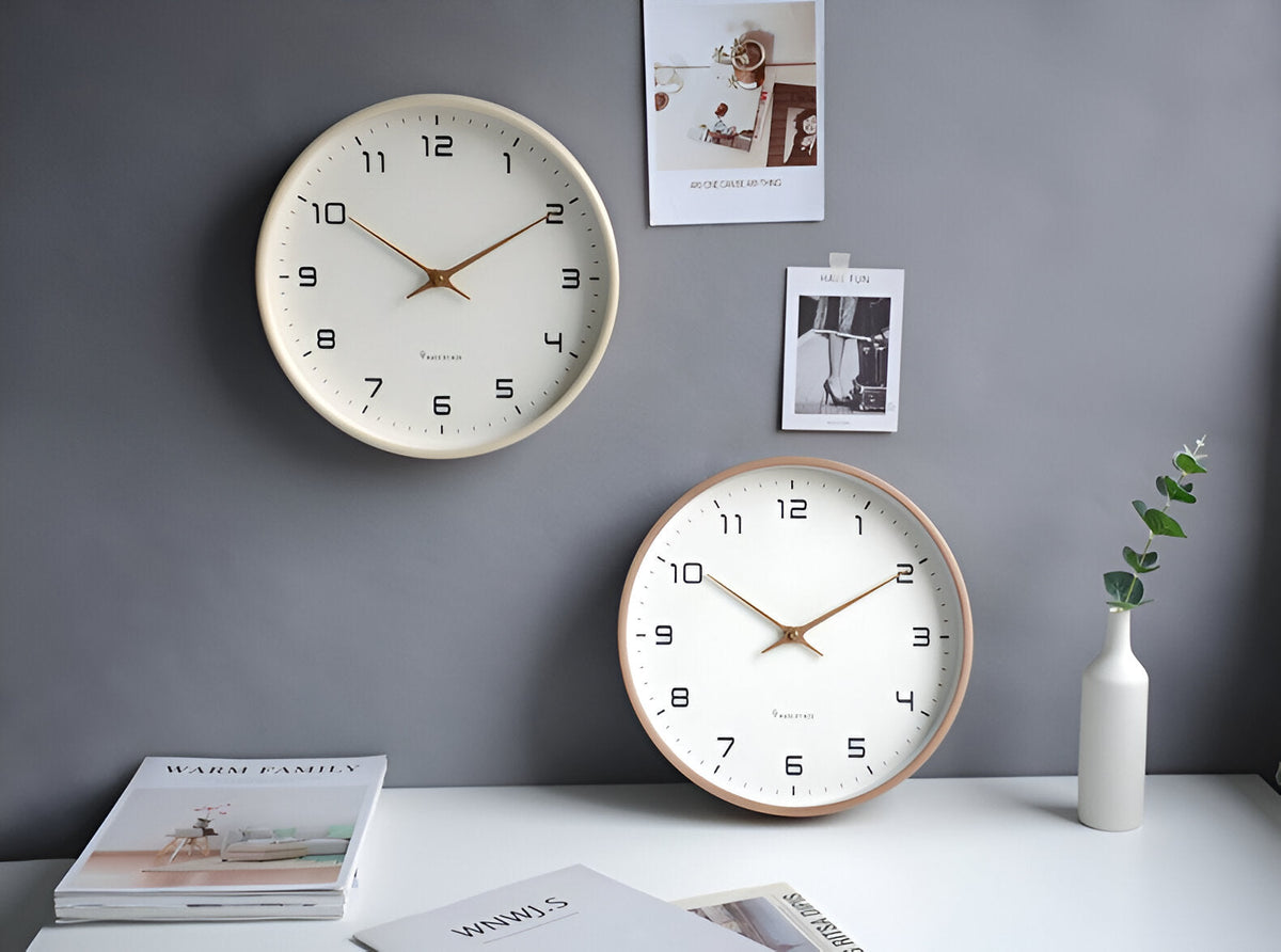 Nordic Wall Clock with Wood Frame and Silent Movement