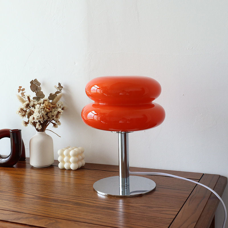 Italian Designer Glass Table Lamp with Chrome Base