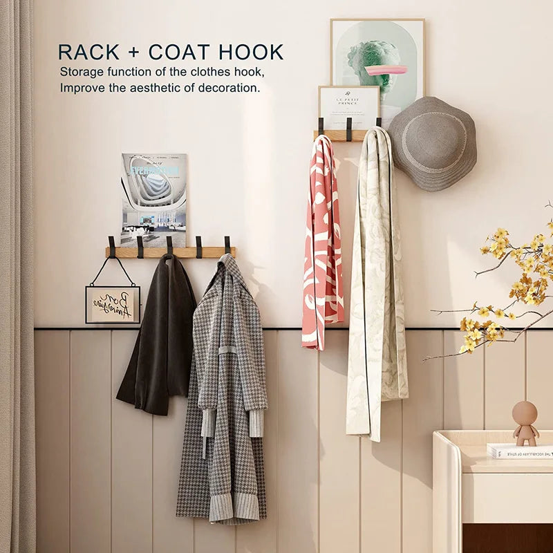 Nordic Wall Mounted Coat Rack with Five Movable Hooks