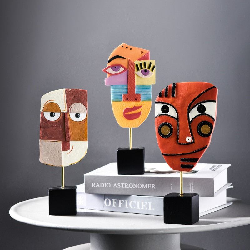 Face Mask Hand Crafted Resin Art Sculpture