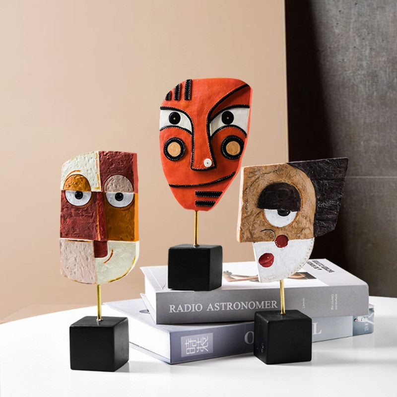 Face Mask Hand Crafted Resin Art Sculpture