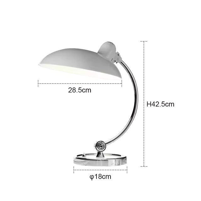ScandiArc Curved Metal Table Lamp with Domed Shade