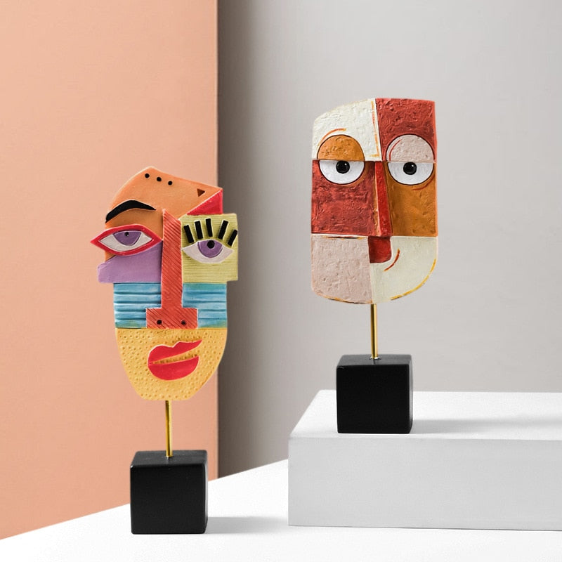 Face Mask Hand Crafted Resin Art Sculpture