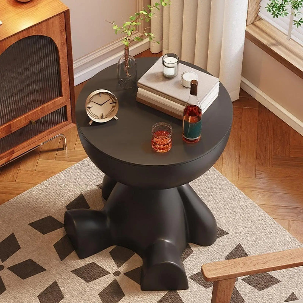 Cartoon Bear Side Table with Hidden Storage