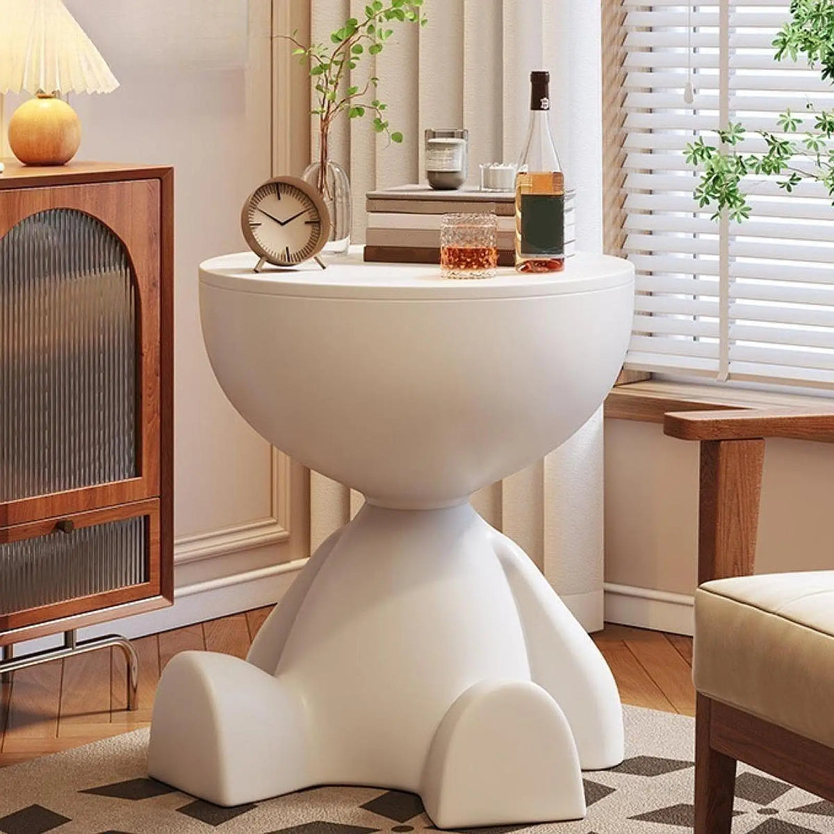 Cartoon Bear Side Table with Hidden Storage