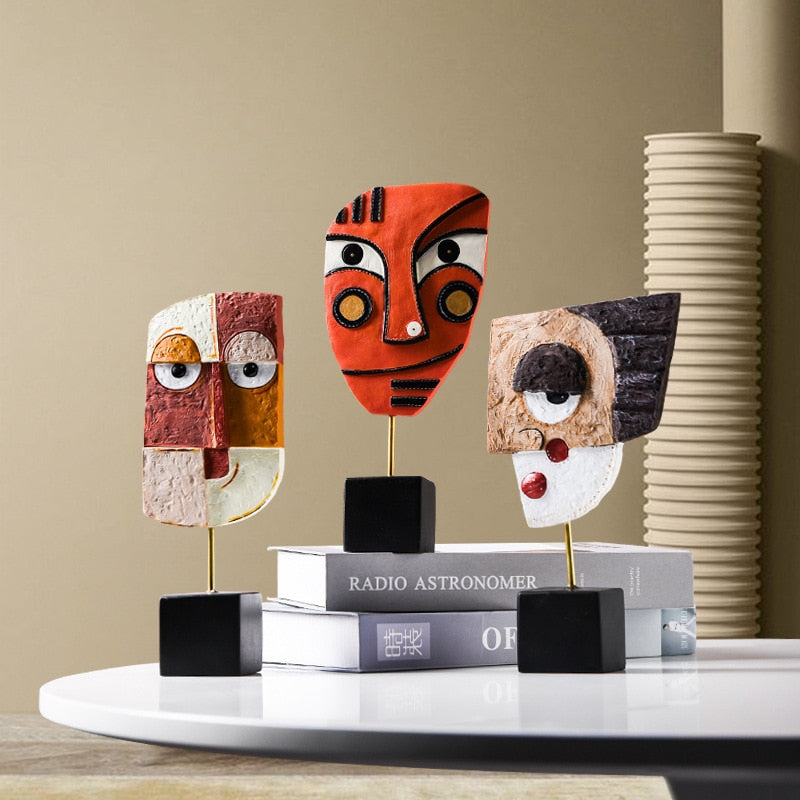 Face Mask Hand Crafted Resin Art Sculpture
