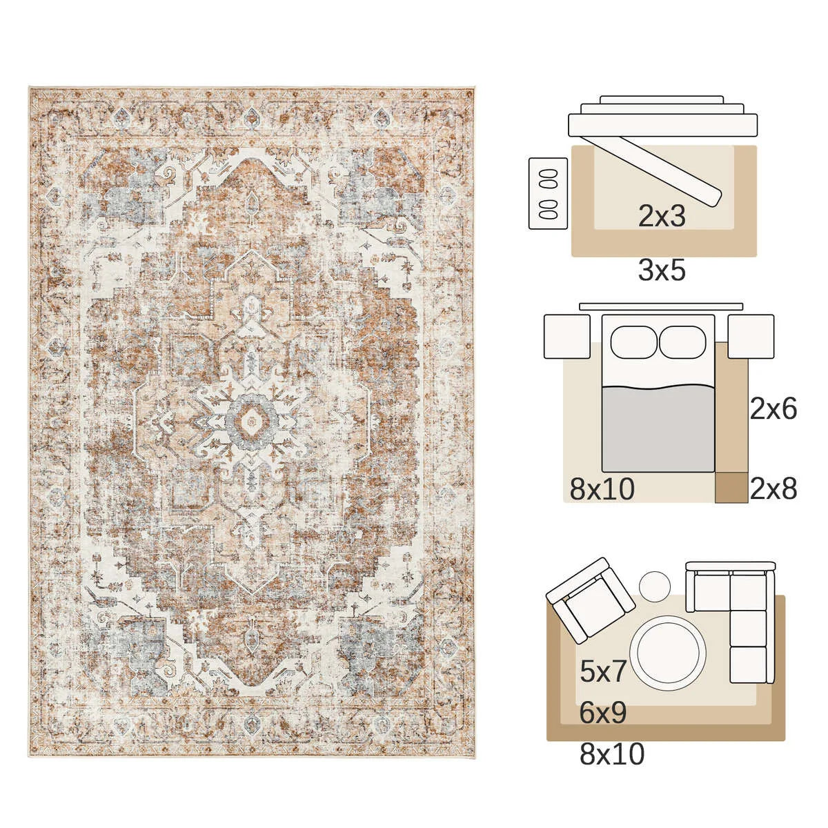 Heritage Medallion Oriental Style Area Rug