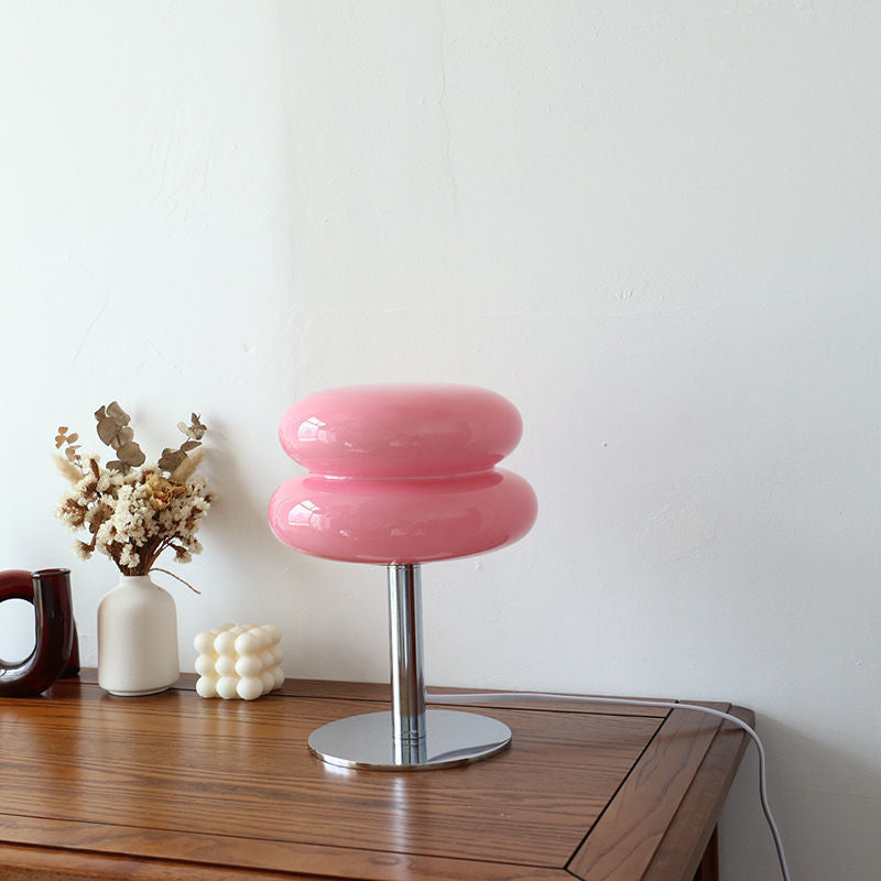 Italian Designer Glass Table Lamp with Chrome Base