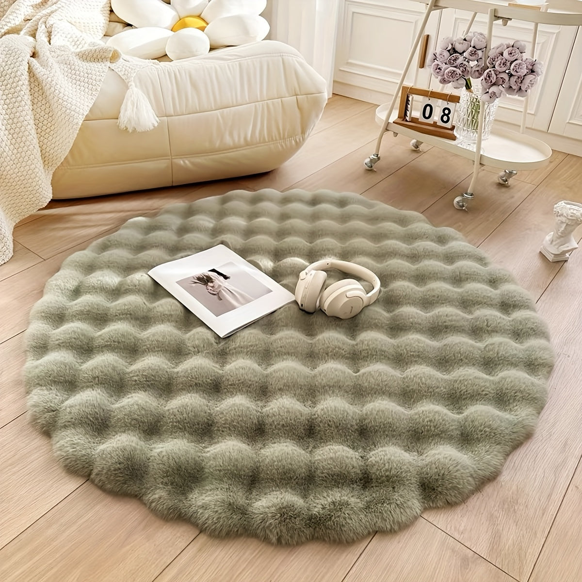 Cloud Comfort Round Bubble Rug in Soft Fleece