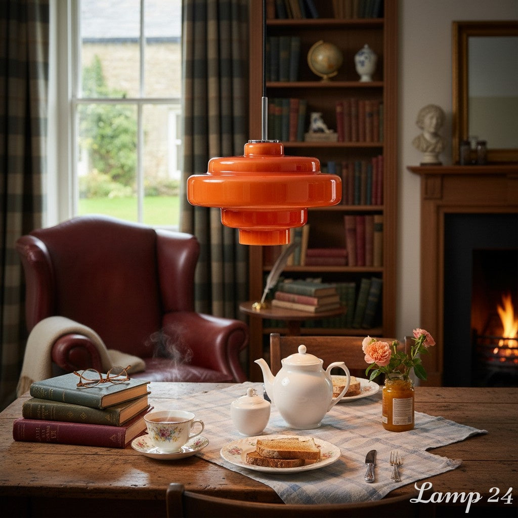 Sutton Retro Glass Pendant for Dining with Layered Shade