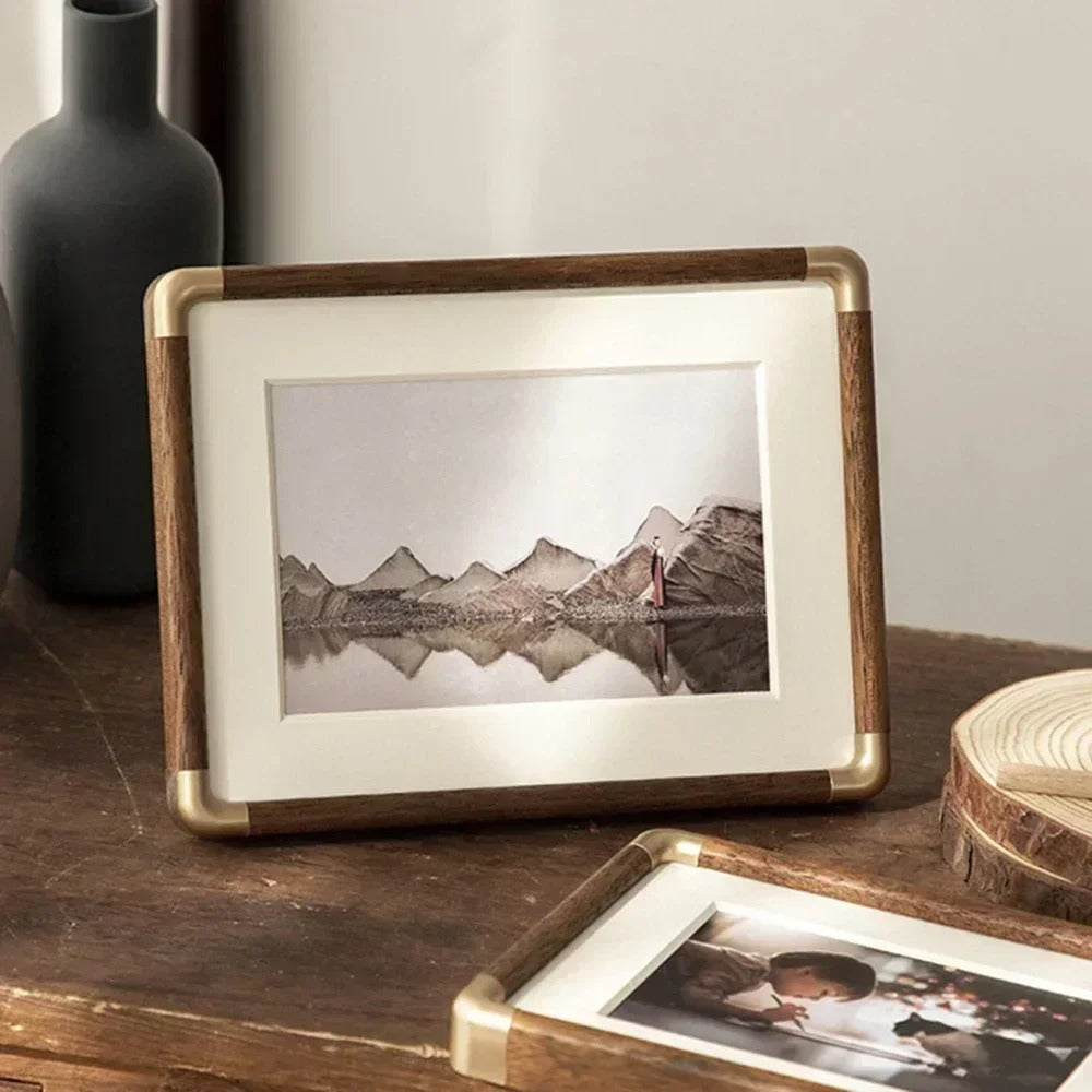 Brooks Wooden Tabletop Photo Frame with Brass Corners