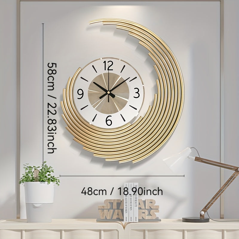 Modern 3D Metal Crescent Wall Clock