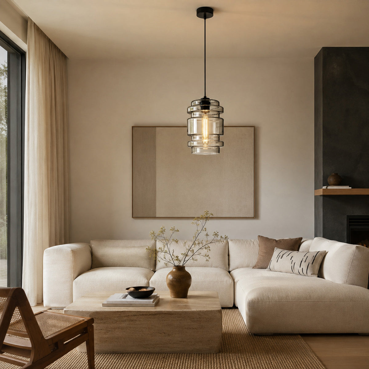 Avery Faceted Glass Pendant for Dining with Jewel-Cut Shade