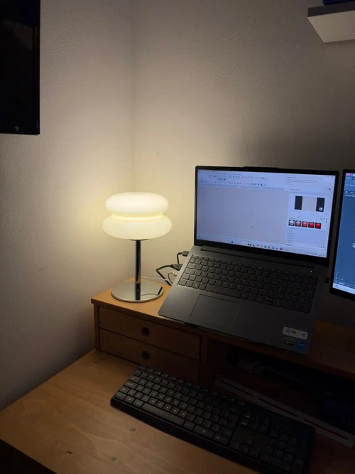 Customer photo of Italian Designer Glass Table Lamp with Chrome Base
